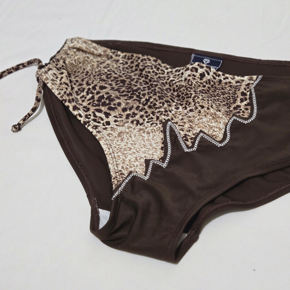Brown and Leopard Print Bikini Bottom Size 42